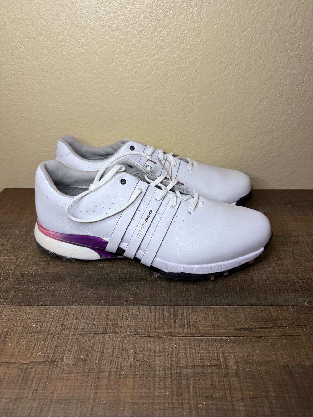 Adidas Tour360 24 Golf Shoes “White Shadow Fig”
- Size 11.5 Men.